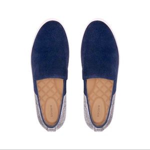 Birdies 7.5 Swift, navy suede/silver leather, leather lining, worn twice!